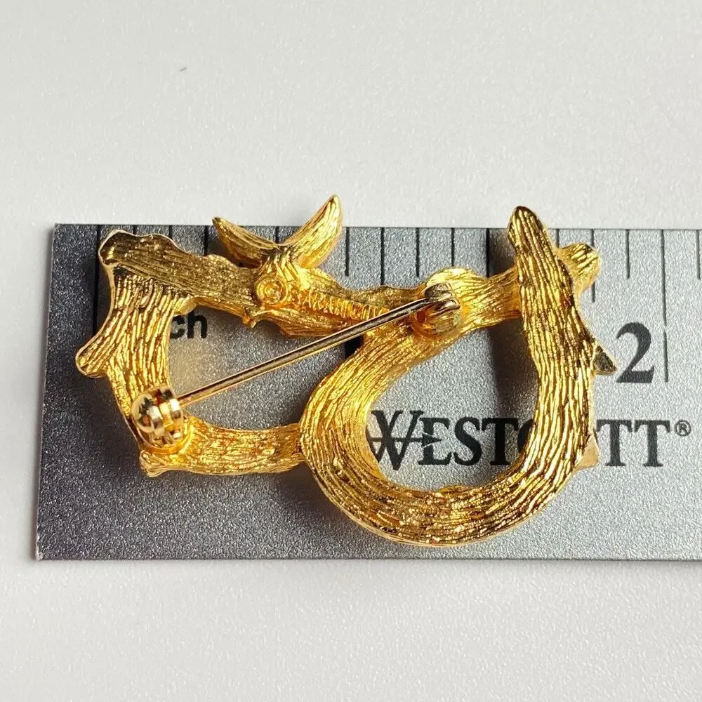 Sarah Coventry Letter B Brooch Vintage Gold Bamboo Twig Pin